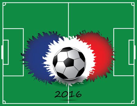 soccer ball with france flag colors on soccer fieldのイラスト素材