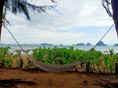 Hammock at Tubkaek beach Krabi, Thailandの写真素材