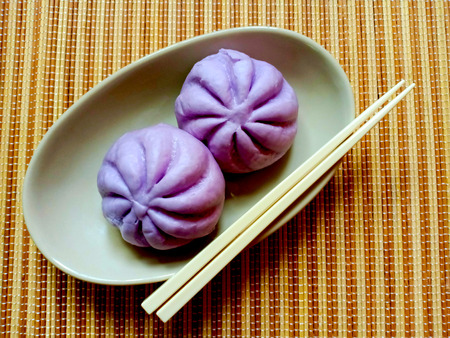 Steamed Chinese Bun with taro fillingの写真素材