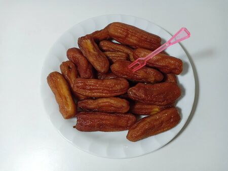 Solar dried banana with honey for health.の写真素材