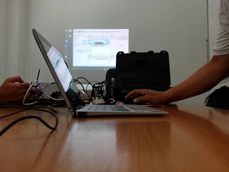 Training presentation in the meeting roomの写真素材