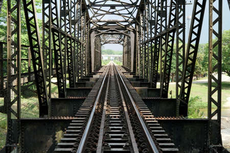 100 years of Khlong Chan Di Steel Railway Bridge,  Chawang, Nakhon Si Thammarat, Thailandの写真素材