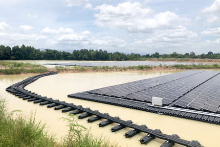 Floating Photovoltaic Solar Plants: Floating Solar PV System.の写真素材