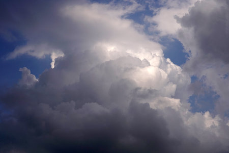 The perspective of nimbus clouds in the blue sky backgrounds