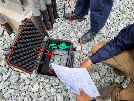 The Insulation resistance testing activity of electrical equipment at switchyard area, Preventive maintenanceの写真素材
