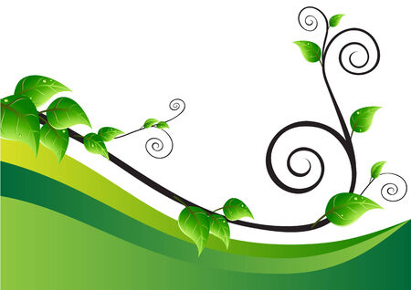 creeping plant flora and sun, vector, Illustratorの写真素材