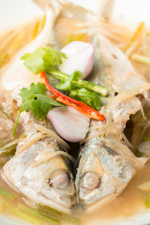 Healthy Eating, fish soup with gingerの写真素材
