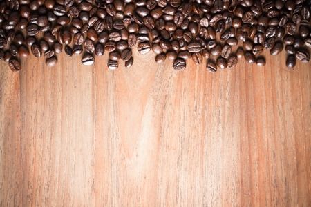 Coffee on teak wooden background, vintageの写真素材