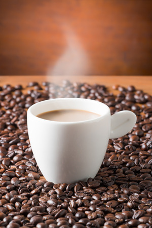 Coffee cup and coffee beans, vintage styleの写真素材
