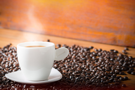 Coffee cup and coffee beans, vintage styleの写真素材