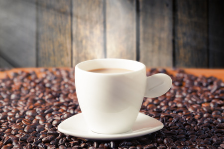 Coffee cup and coffee beans, vintage styleの写真素材