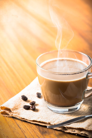 Coffee cup and coffee beans, vintage styleの写真素材