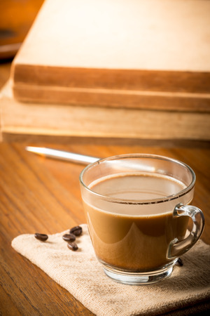 Coffee cup and coffee beans, vintage styleの写真素材