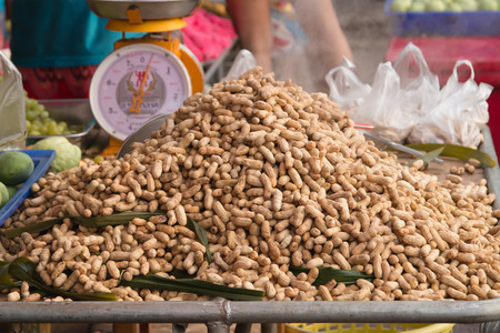 Boiled peanuts, sale on Street, in thailandの写真素材