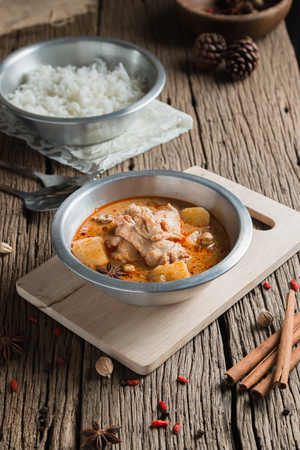 Chicken Mussaman Curry with ingredient, Spices and herbsの写真素材
