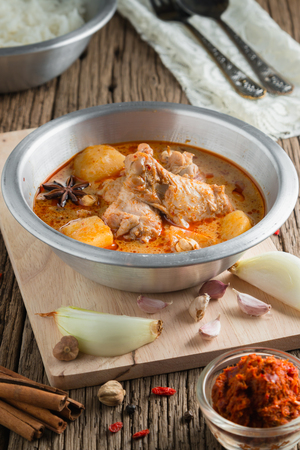 Chicken Mussaman Curry with ingredient, Spices and herbsの写真素材