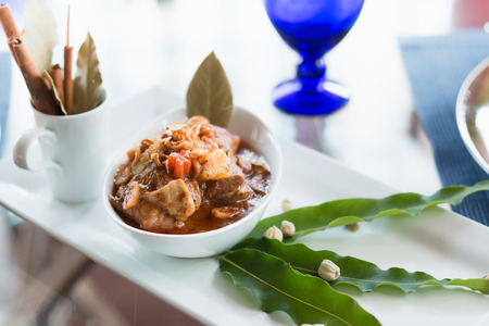 Chicken Mussaman Curry with ingredient, Spices and herbs