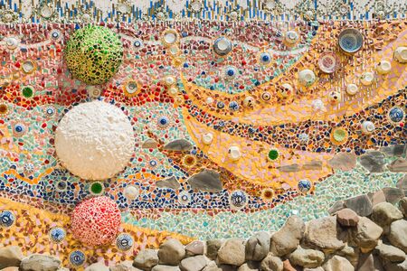 Abstract wall mosaic of (Wat Phra That Pha Son Kaew) Phitsanulok thailand