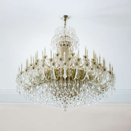Luxury Crystal chandelier in a roomの写真素材