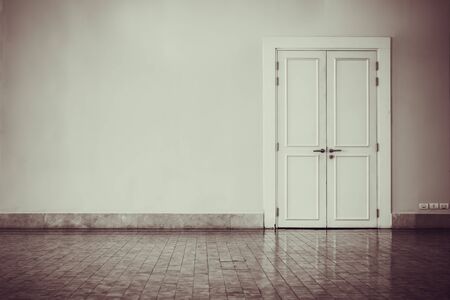 interior and white door and wallsの写真素材