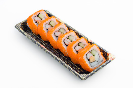 sushi rolls isolated on white backgroundの写真素材
