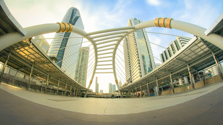 Chong Nonsi skywalk at skytrain station Silom Line  "BTS"  in bangkok thailand.の写真素材