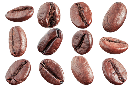 coffee beans isolate on white backgroundの写真素材