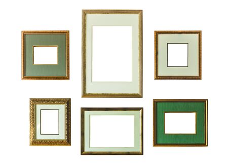vintage picture frame isolated on white backgroundの写真素材