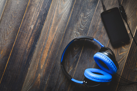 smartphone and accessories headphones, mobilephone for backgroundの写真素材