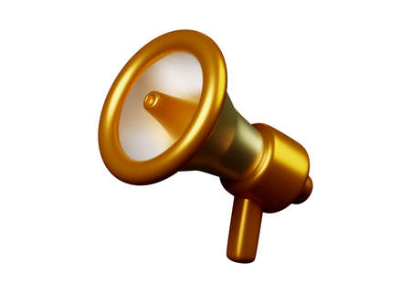 3d megaphone icon isolated on white backgroundの写真素材