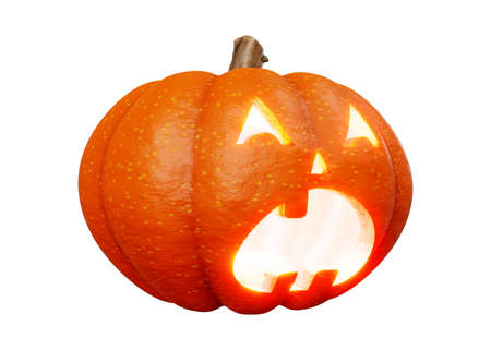 3d rendering of jack pumpkins lantern halloween concept isolated on white backgroundの写真素材