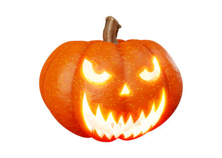 3d rendering of jack pumpkins lantern halloween concept isolated on white backgroundの写真素材