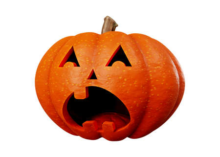 3d rendering of jack pumpkins halloween concept isolated on white backgroundの写真素材