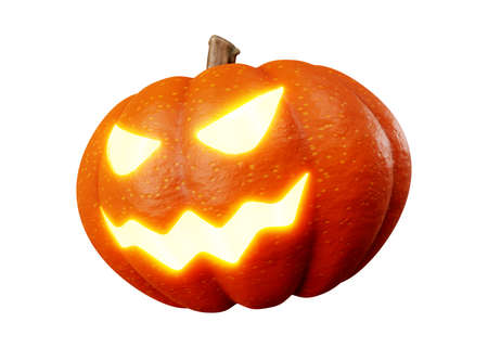 3d rendering of jack pumpkins lantern halloween concept isolated on white backgroundの写真素材
