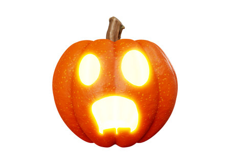 3d rendering of jack pumpkins lantern halloween concept isolated on white backgroundの写真素材