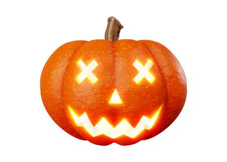 3d rendering of jack pumpkins lantern halloween concept isolated on white backgroundの写真素材