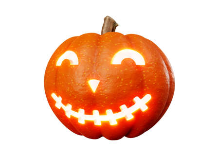 3d rendering of jack pumpkins lantern halloween concept isolated on white backgroundの写真素材