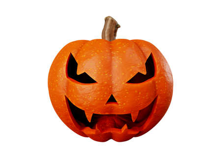 3d rendering of jack pumpkins halloween concept isolated on white backgroundの写真素材