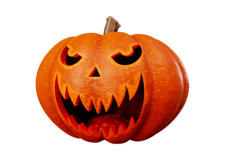 3d rendering of jack pumpkins halloween concept isolated on white backgroundの写真素材