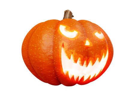 3d rendering of jack pumpkins lantern halloween concept isolated on white backgroundの写真素材