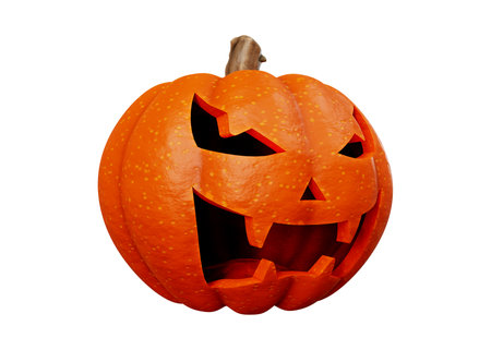 3d rendering of jack pumpkins halloween concept isolated on white backgroundの写真素材