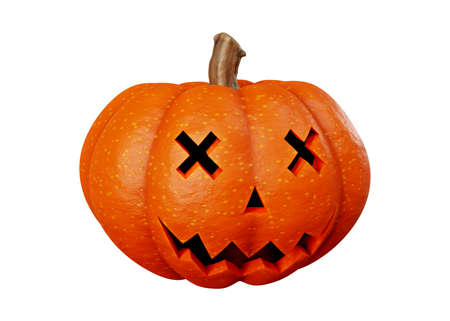 3d rendering of jack pumpkins halloween concept isolated on white backgroundの写真素材