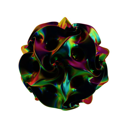 abstract 3d illustration of a multi-colored wavy surfaceの写真素材