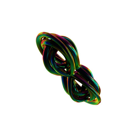 3d illustration of abstract background made of multicolored twisted ribbonsの写真素材