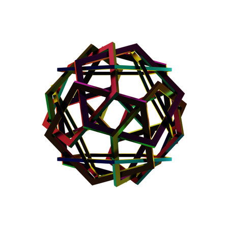 Abstract 3d rendering of chaotic multicolored wireframe object.の写真素材