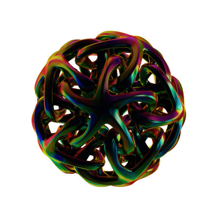 Abstract 3d rendering of a multicolored sphere. Isolated on white background.の写真素材