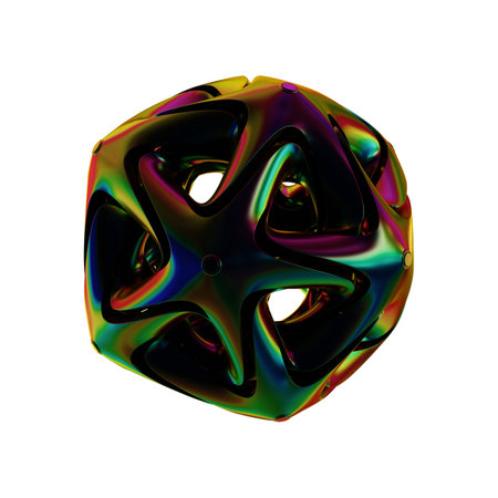 3d rendering of an abstract shape, isolated on white background.の写真素材