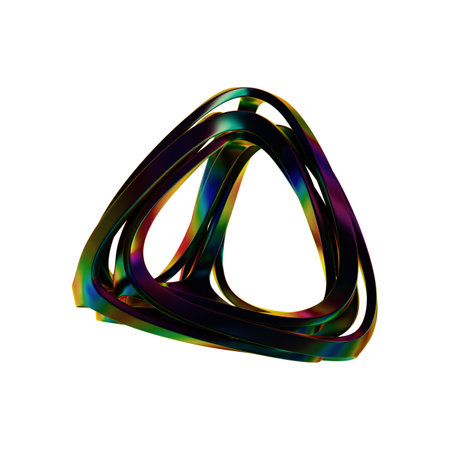 Triangle shape, 3d rendering, computer generated, isolated on white background.の写真素材