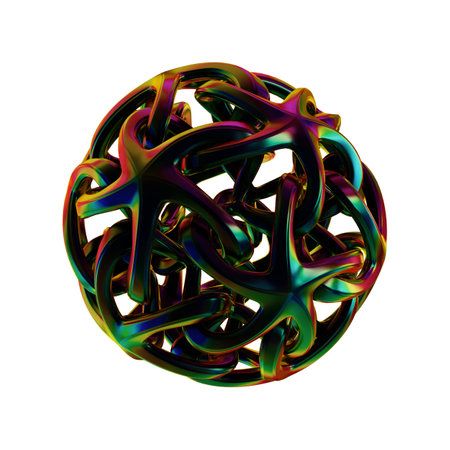 3d rendering of abstract colorful sphere isolated on white background. Computer generated image.の写真素材