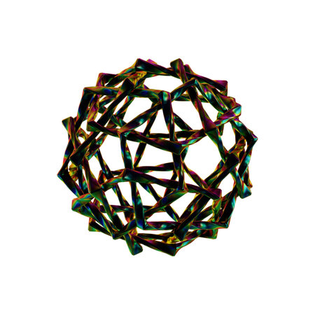 Abstract 3d rendering of chaotic multicolored wireframe object.の写真素材